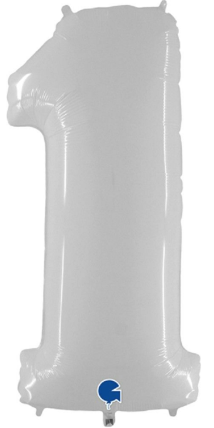 Folienballon - Zahl 1: Weiß - ø 102cm